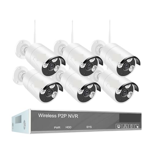 5MP 2/4/6/8 PCS Sistema De Cámaras Videovigilancia con WiFi Inalámbrico 8CH NVR Kit Smart Home Outdoor Security Camera Set(None,6 CAM with 8CH NVR)