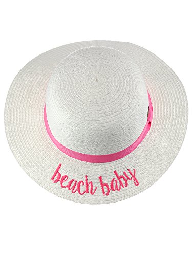 C.C Children's Weaved Crushable Beach Embroidered Quote Flop Brim Sun Hat3