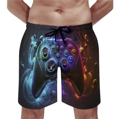 Men's Graphic Shorts Watercolor-Space-Triangles-Circles Casual Shorts,, 3X-Large