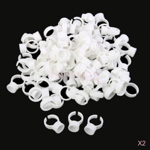 DatConShop(TM) 2x Lot 100Pcs Eyelash Extensions Glue Rings Pallet Holders Adhesive Makeup Tool