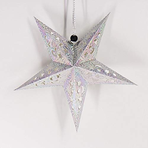 Priya Party Decoration Silver Star Paper Lantern for Diwali New Year Christmas Decorations Pack of 1 PC