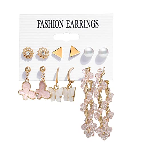 Image of Shining Diva Fashion Stylish Combo Design 6 Pairs Metal Earrings for Women and Girls (F12787er)