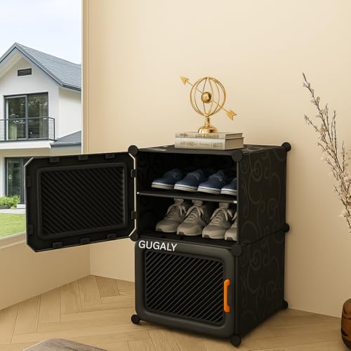 Image of 4 Layer Plastic Shoe Rack for Home|Shoe Rack with Door|Multipurpose Shoe Stand & Organizer| Space Saving, Durable & Portable Shoe Storage Shelf for Home|Plastic Rack for Bedroom /Living Room