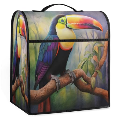 Coffee Maker Cover Retro Toucan Kitchen Appliance Covers Small Appliance Covers Blender Cover Juicer Cover Dust Covers for Kitchen Appliances with Top Handle and Pockets,Washable,C495