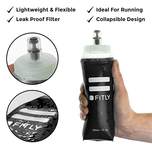 FITLY Soft Flask 500ml, Shrinks As You Drink Soft Water Bottle for Hydration On The Move, Collapsible Running Water Bottle - Image 2