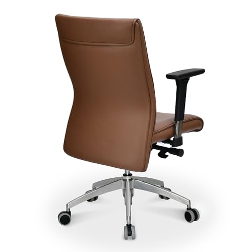Image of Nilkamal Command Mid Back Leatherette Office Chair|Assembly Required|Adjustable Height & Armrest|Ergonomic Home Office Chair |Tan