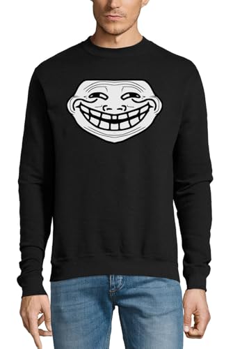 Pull Trollface en coton noir pour un look streetwear affirmé au quotidien