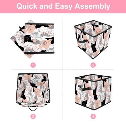 Boîte rangement tissu pliable cochon pour ranger les jouets