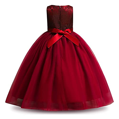 MYRISAM Girls Embroidered Lace Flower Dress Sleeveless Wedding Party Prom Princess Birthday Pageant Evening Long Tulle Gown3