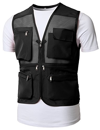 H2H Mens Active Work Utility Mesh Camping Vest of Multiple Pockets Black US XL/Asia 2XL (KMOV0150)