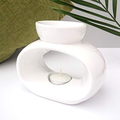Escential Living Elegance Ceramic Oil Burner White 15cm Cover