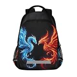 ALAZA Mochila escolar para adolescentes dragão e fênix para laptop com alça refletiva, mochila de viagem casual para escola primária e meio