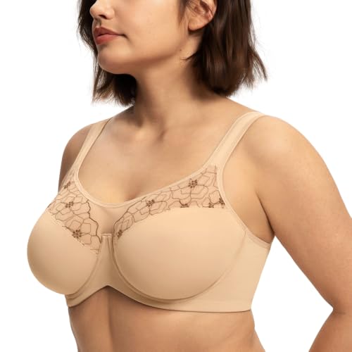 Image of HSIA Minimizer Bras for Women, Full Coverage Coolcomfort Plus Size Bra | Supportive Underwire, Minimizing, Cooling Comfort, Unlined, Seamless, Back Smoothing, Unpadded, T Shirt Bra for Large Breasts