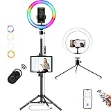 10" luz de Anillo Led con Trípode,3 Colores 40 Brillos Regulables Control Remoto Aro de Luz Maquillaje LED Luz de Relleno para Movil Selfie, TIK Tok, Youtube,Vivo,Belleza Y Fotografía de Moda…