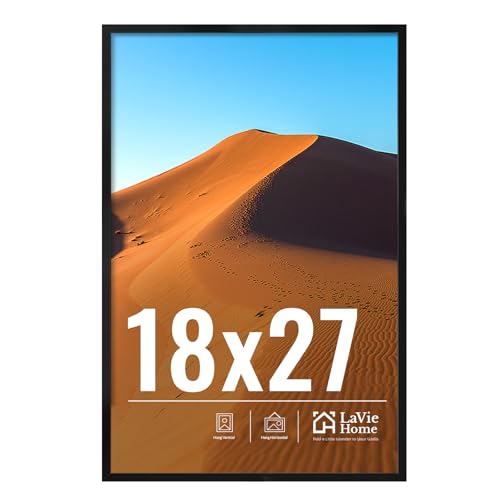 Image of LaVie Home 18x27 Picture Frame for Wall Display, 18x27 Black Picture Frame with HD Plexiglas, 18 x 27 Photo Frame 1 Pack, Display Frame for Vertical or Horizontal, Classic Collection