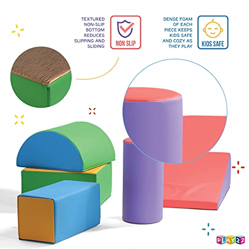 Climb And Crawl Activity Play Set,Climbing Lightweight Foam Shape toy for toddlers 5 Piece Soft zone climbing blocks,Safe Indoor Crawling Gym Equipment for Toddler,Infant,Baby Waterproof Easy to Clean