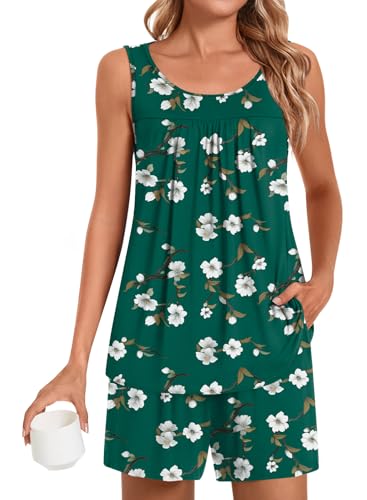 Image of POPYOUNG Pajama Set for Women Summer 2 Piece Lounge Shorts Sets Sleepwear