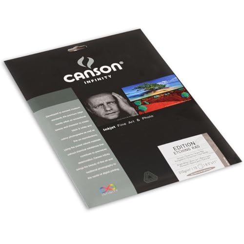 Canson Infinity Edition Etching Rag Fine Art Paper, Acid Free for Printmaking, 8.5 x 11 Inch, Bright White, 10 Sheets