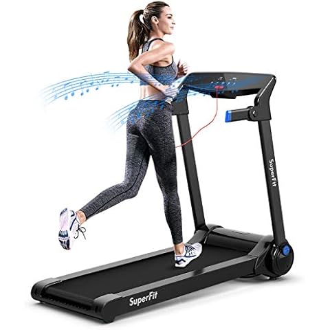 Goplus 3HP Electric Folding Treadmill, Self-Standing Superfit Treadmill with APP Control, Blue Tooth Speaker, HD Touch Screen, Installation-Free, Walking Jogging Running Machine for Home Office Cover
