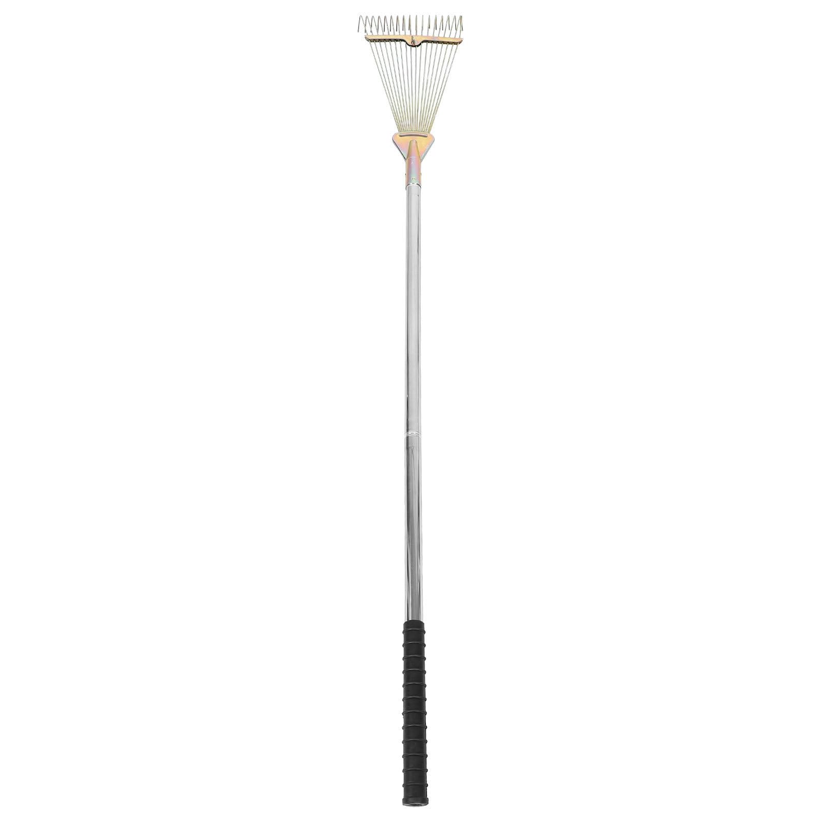 Rastrello da Giardino in Acciaio Inox 18 Denti, Manico Staccabile