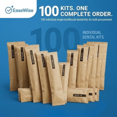 Image of 100 Pack Hotel Dental Kits - Earth-Conscious Kraft Paper Packaging - White Disposable Toothbrush with 8g Toothpaste - Guest Amenities for Airbnb & Spa