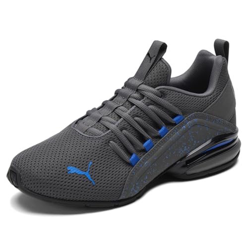 PUMA Cross Training Shoes Axelion Spirit Sneaker, 4.5 US Unisex Big Kid, Castlerock Black-Victoria Blue2