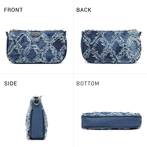 Marco M Kelly Small Crossbody Bags For Women Multipurpose Lightweight Shoulder Handbag With Coin Purse 3Pcs Set, Denim Blue #TOP2