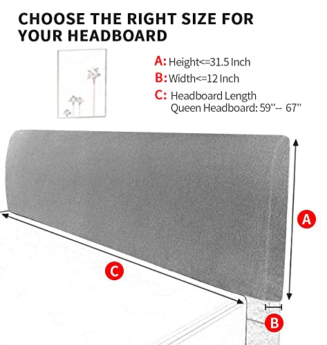 Dujuike Bed Headboard Cover For Queen, Stretch Bed Headboard Slipcover Covers, Dustproof Protector Velvet Cover For Upholstered Headboard (White, Queen Headboard Length (59"-67")) #TOP4