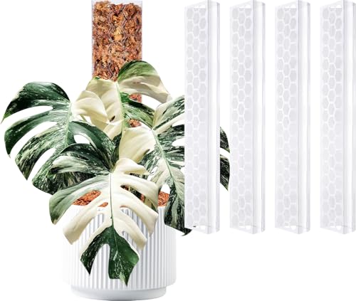 Plastic D Shape Sphagnum Moss Pole for Climbing Plants - 4 Pcs 17 Inch 43cm Plastic Stackable Plant Support, Designed for Monstera & Indoor Plants with Enhanced Stability（Clear）