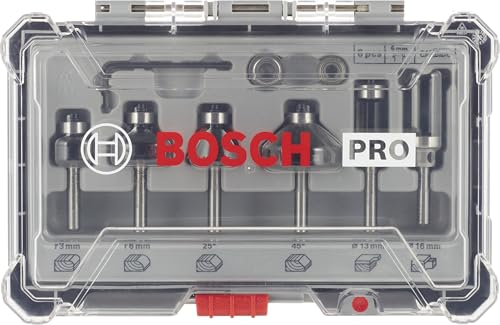 Image of Bosch Professional 6 pcs. Trim & Edging Router Bit Set (for Wood, O 6 mm Shank, Accessory Router)