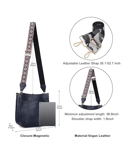 Image of Crossbody Bag Women Vegan Leather Hobo Handbag Trendy Crossbody Shoulder Bag Purses For Women with 2 Adjustable Strap