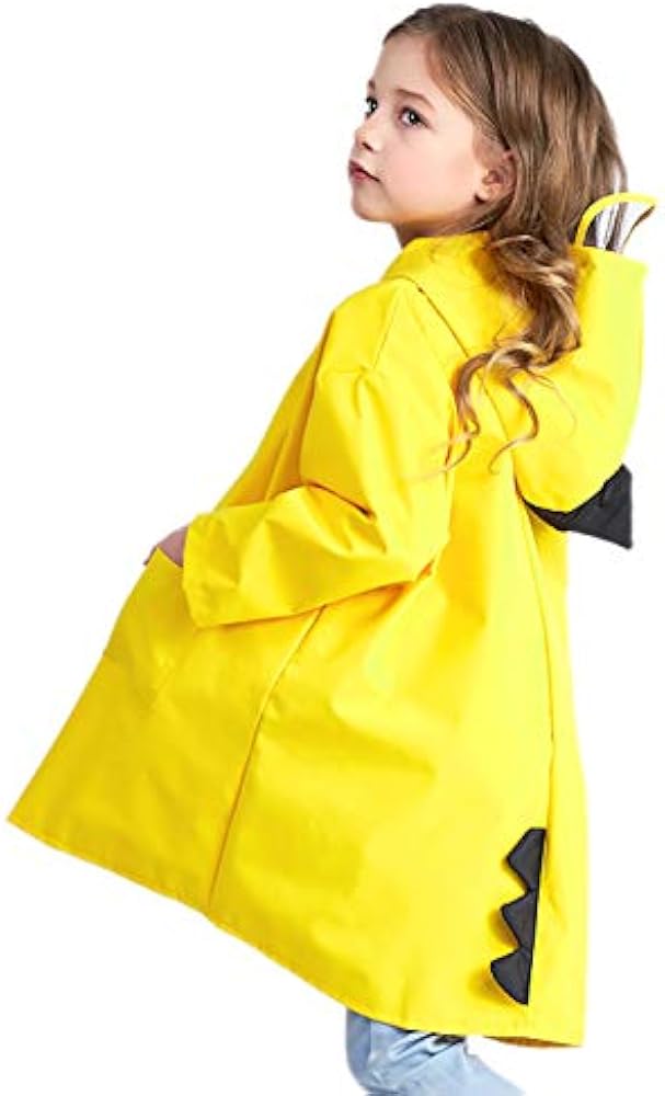 Xrten Kinder Regencape Mit Kapuze – Unisex, Wasserdicht, Mit Tragetasche, Dino-Design, Größe L (6–10 Jahre)