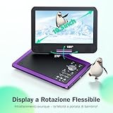 YOTON 12.5" Portable DVD Player with 10.5" HD Swivel Screen for Car and Kids, Built-in Battery, Earphone/AV-IN/AV-OUT/USB/SD Card/TV Sync and VCD/MPG/JEPG Formats(Not Support Blu-ray), Purple - Image 2