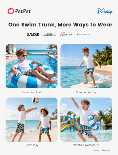Image of Disney Stitch Spiderman Star Wars Cars Toy Story Mickey Boy Swim Trunks UPF50+Swim Shorts Compression Liner & Quick-Dry 6M-9Y