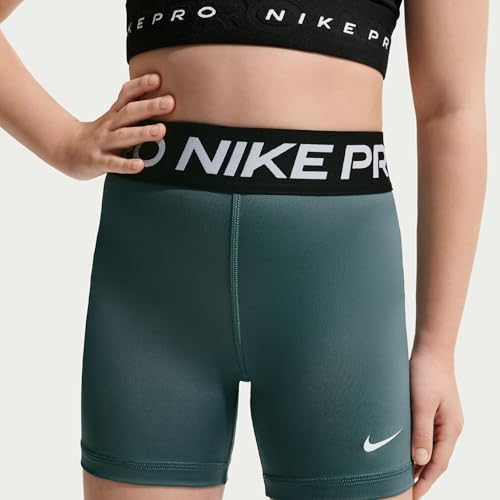 Image of Nike Girls' Pro Shorts (Little Big Kid), Mineral Slate /White