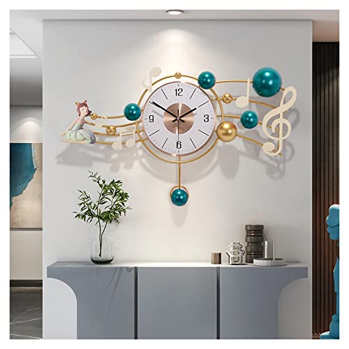 Horloge murale en métal bleu 26,3 x 17,3" design moderne quartz silencieux pour salon
