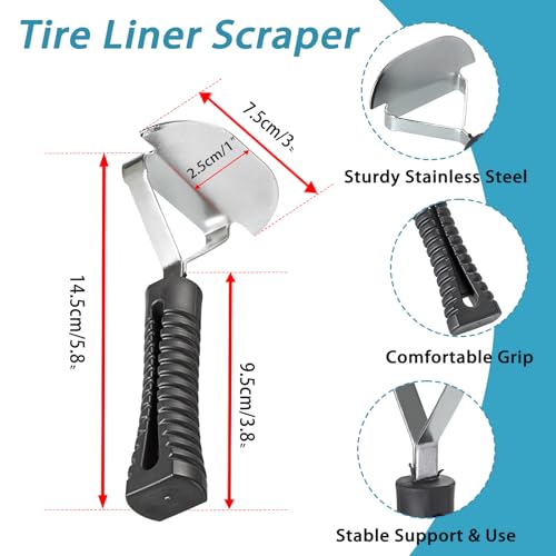 Image of OwnMy 60+3PCS Tire Patch Repair Tools Kit, Tire Patch Kit for Car Bike Motorcycle Truck, Includes 60PCS Tire Patches (1.4 inch /1.6 inch /2.2 inch), Repair Buffer Wheel, Tire Patch Roller, Inner Liner Scraper