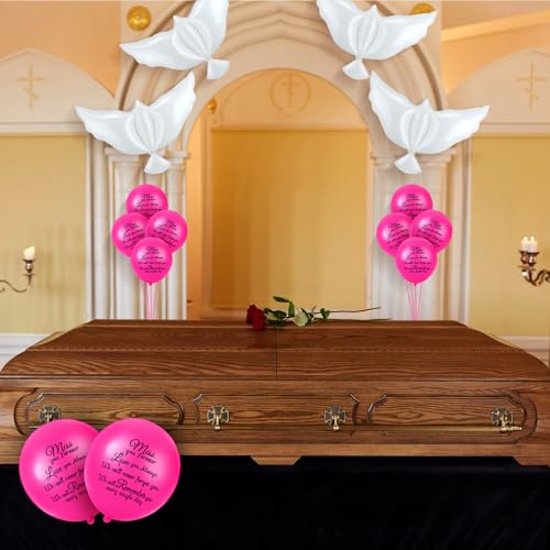 Image of Skylety 36 Pcs Memorial Balloons to Release with Dove Balloon,Rose Red | Helium, Remembrance for Heavenly Birthday, Memorial Services, Release in Sky Ceremony, Forever in Hearts Messages