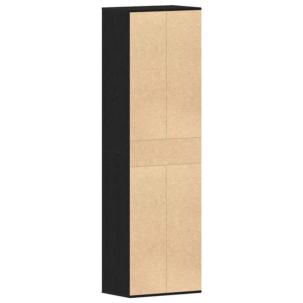 Szafka na buty, kolor czarny, dąb z systemem przechowywania, 54 x 34 x 183 cm, z materiału drewnopochodnego, regał na buty z dużą ilością miejsca do przechowywania różnych butów i zajmuje mało