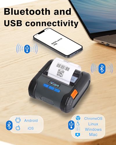 Image of ZYWELL ZM04 2.0 Bluetooth Thermal Receipt Print & Label Print Two-in-One,Works with Android Square Supprot 58mm /80mm, Bluetooth Support iOS, NO WiFi
