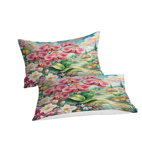 Parure de lit phalaenopsis orchidée super king en microfibre 3D - 3