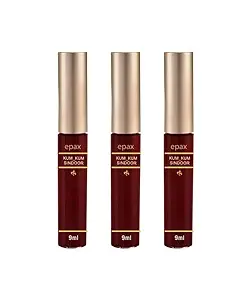 100% Natural Herbal Makeup Liquid Sindoor with Sponge-Tip- Applicator- Long lasting Chemical free & Waterproof with Floral Pigment Sindoor Pack Of 3 Sindoor (Maroon)