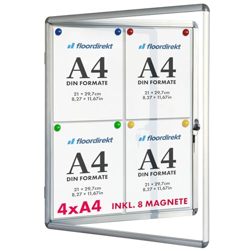 Floordirekt | Panneau d'affichage en aluminuim, vitrine d'affichage avec Serrure à clé | Panneau arrière magnétique - Porte avec Serrure - Cadre en...