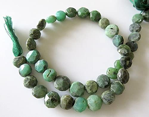 LKBEADS Chryzopraz koraliki guzikowe, fasetowane surowo wyglądające chryzopraz płaskie rondelle, koraliki 11 mm, sznurek 35 cm
