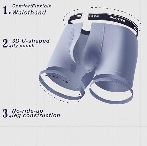 Mens underwear Upgrade bamboo boxer briefs Breathable,cool dry Soft with Fly,Super elasticity,Multipack3