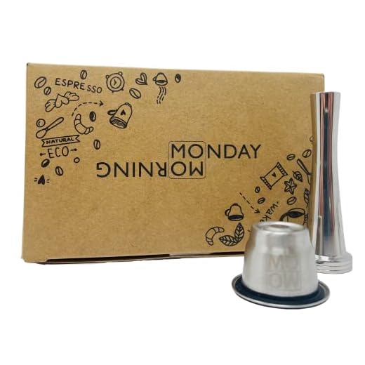 Monday Morning Cápsula reutilizable, recargable de acero inoxidable compatible con Nespresso (1 cápsula + 1 almohada)