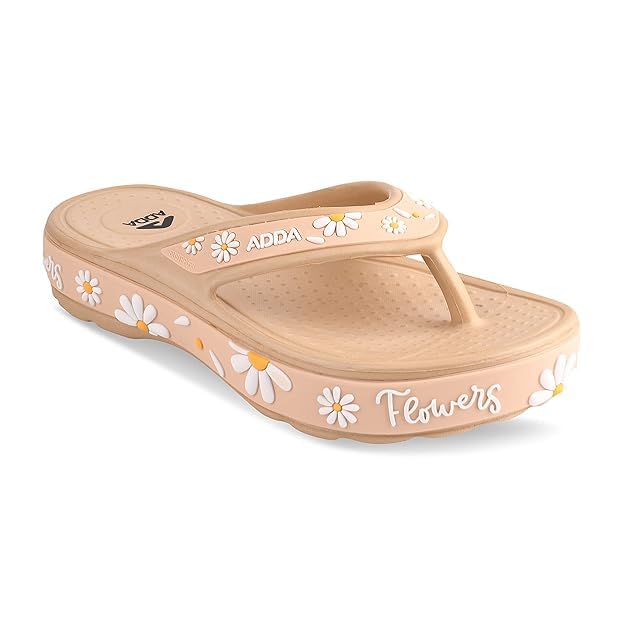 Image of ADDA Slippers for Women || Durable & Comfortable || Anti-skid Sole || Lightweight || Fashionable || Super Soft || Outdoor Slipper (Light-Brown, UK, UK Footwear Size System, Adult, Women, Numeric, Medium, 3)