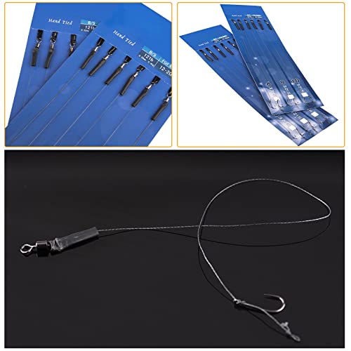 Aspthoyu 18 Stück Karpfen Angelhaken 6#/8#/10# Edelstahl Angelhaken mit Vorfach Geflochtene Schnur Schonhaken… – Bild 4