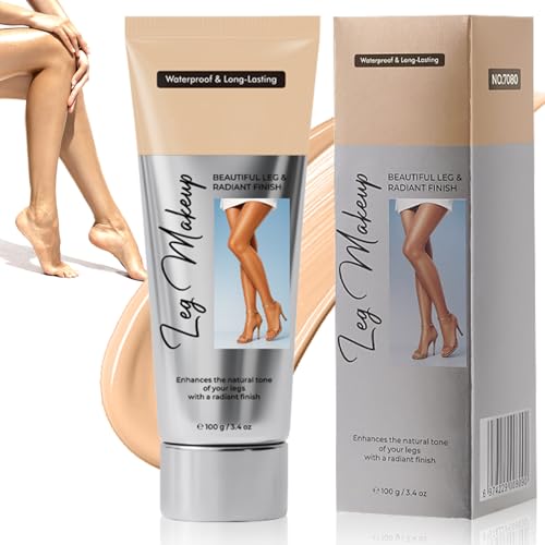 Maquillaje de Piernas Resistente al Agua, Cubre Venas Varicosas/Cicatrices/Tatuajes en Piernas y Cuerpo, Fácil de Aplicar, Sin Transferencia, Corrector de Cobertura Completa (Brillo Medio)