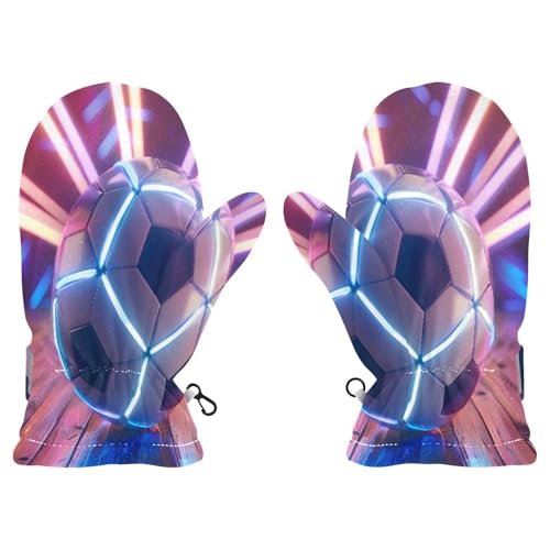 Kid's Winter Gloves Children Warm Gloves Soccer Blue Light for Boys Girl Age 2-4 Years